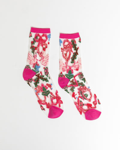 Sock candy balletcore sheer ankle socks pink socks with bows